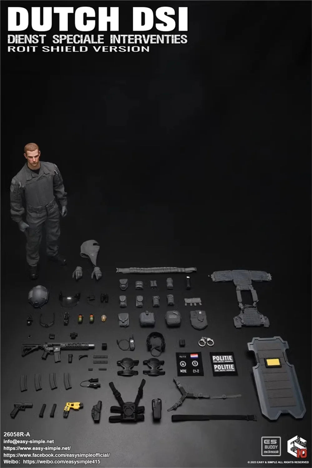 1/6 Easy&Simple ES 26058R Dutch Dienst Speciale Interventies Riot Shield Version A Full Set Action Figure Model Gift For Fans