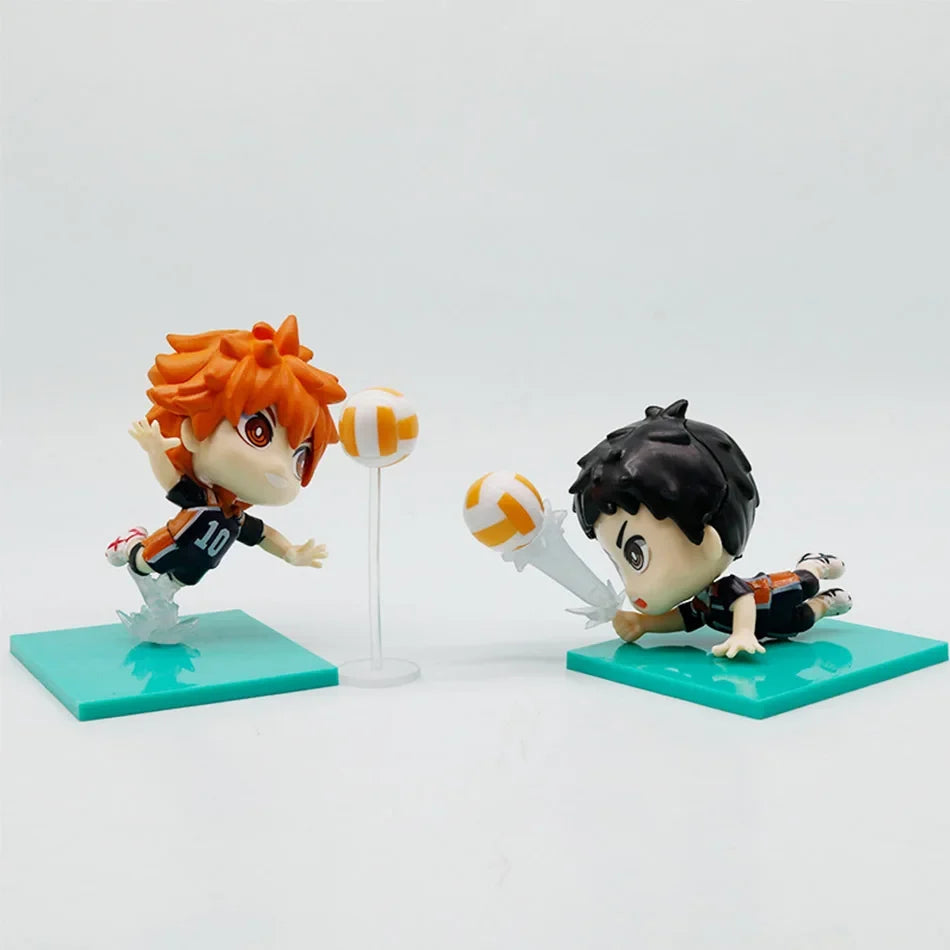 8pcs volleyball Hinata Shoyo & Kageyama Tobio | Cute Chibi Anime Figures | Anime Merch Collectible, Ideal Birthday Gift