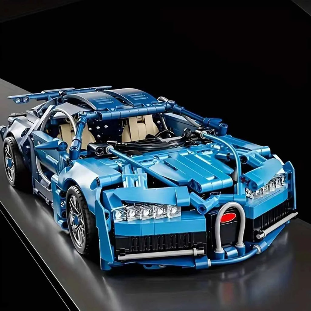 Bilibili Animation Blue Sports Car 1000+pcs Building Blocks Mechanical Assembly Model Car Toy (Static Version)