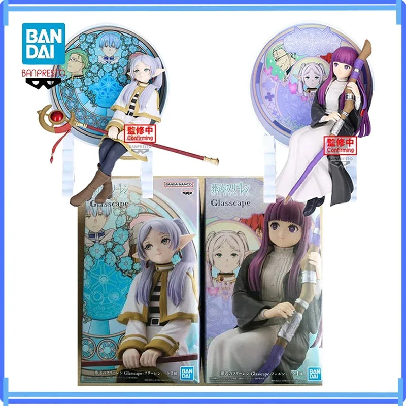 Bandai In Stock Banpresto Frieren: Beyond Journey's End Glasscape Frieren Fern 15Cm Anime Action Figures Model Boxed Toy Gifts