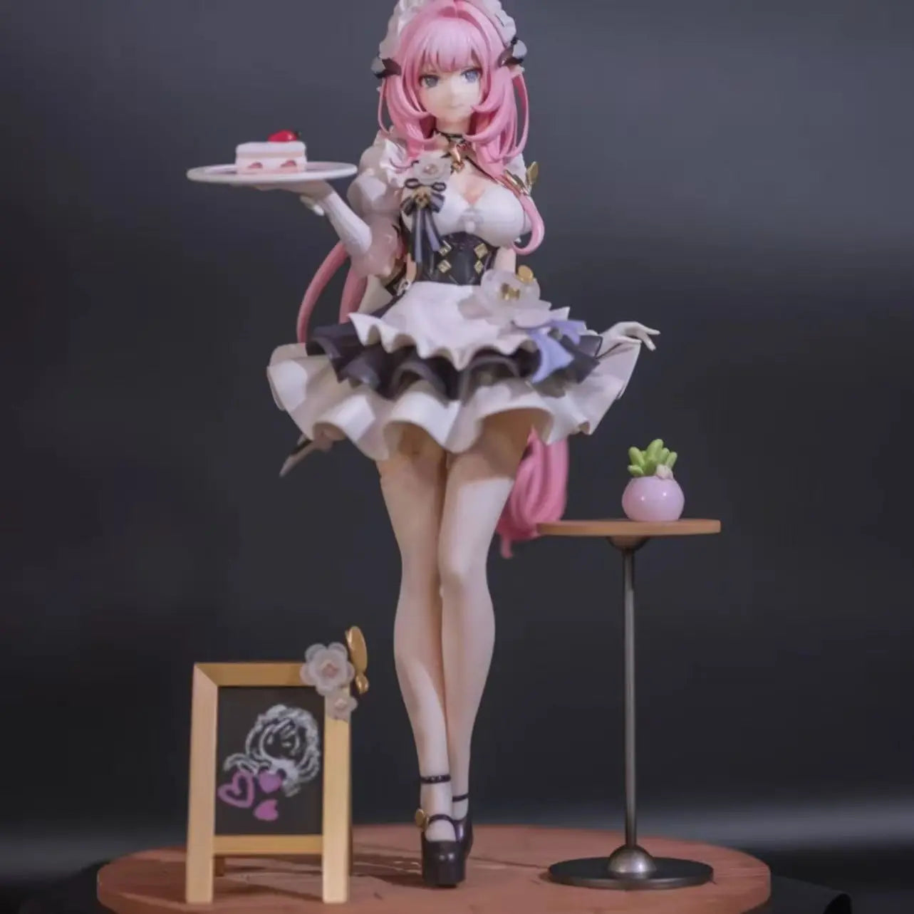 Alierxia Pink Sweetheart Maid Figure Collectible PVC Toy 240mm High Static Model for Birthday Gifts Coffee Serving Tray