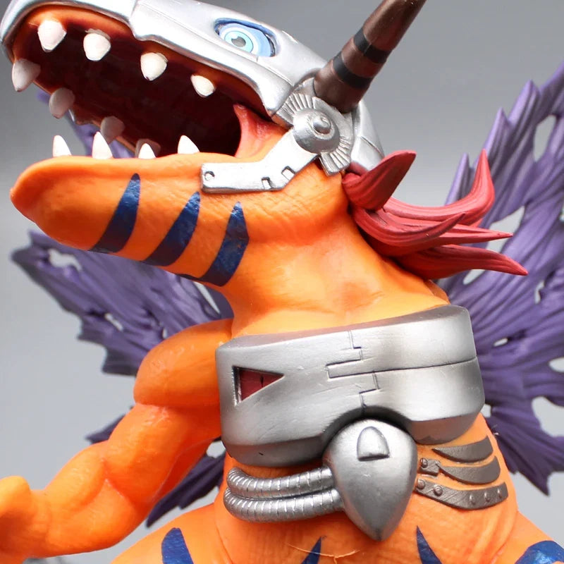 27cm Digimon Adventure Gold Metal Greymon Anime Figure Model Statue Boys Collection Model Desktop Decoration Ornament Toys Gifts