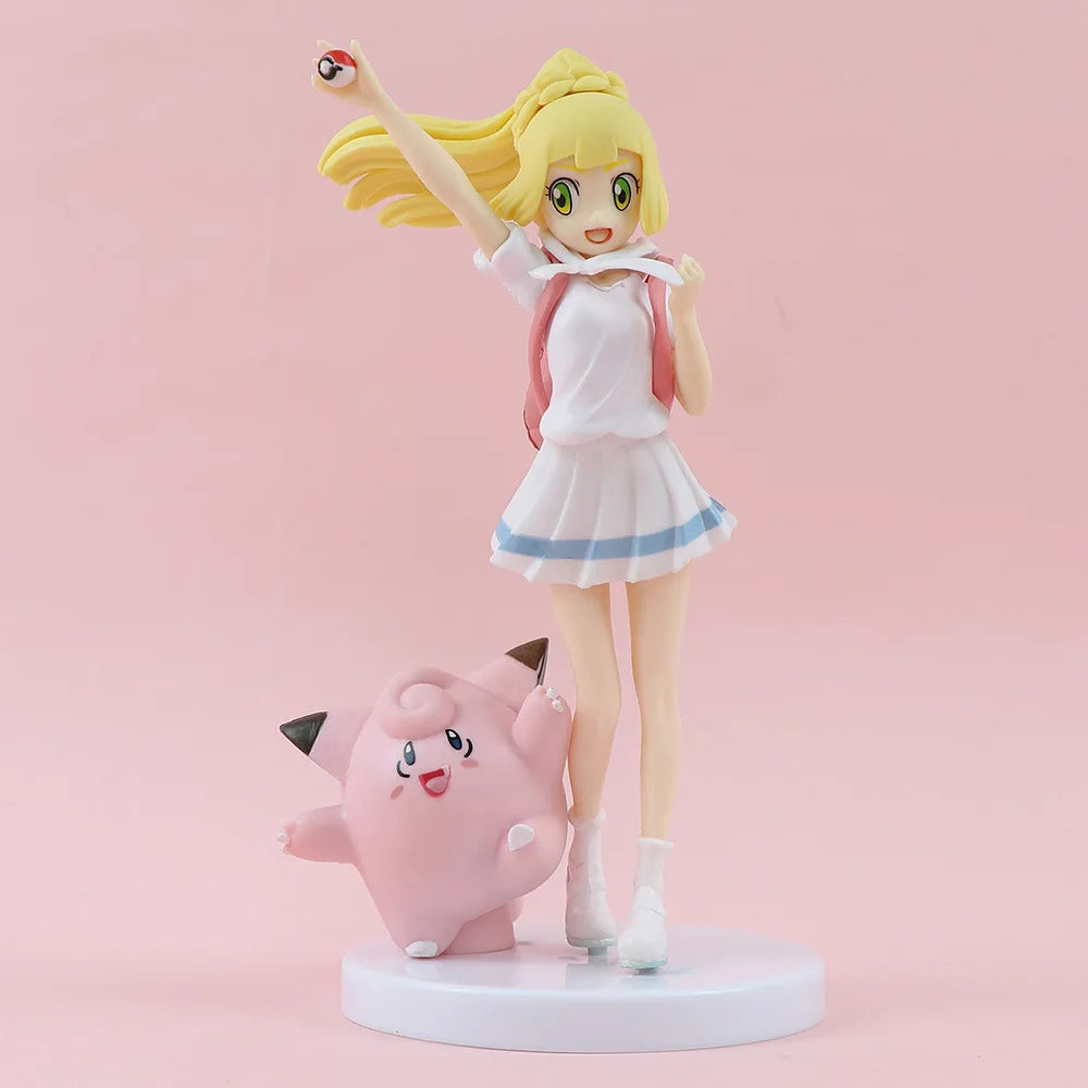 Anime Pokemon Lillie Clefairy Game Beautiful Girl Figure Model Gk Statue Charm Collection Desktop Ornament Hobby Toys Tide Play
