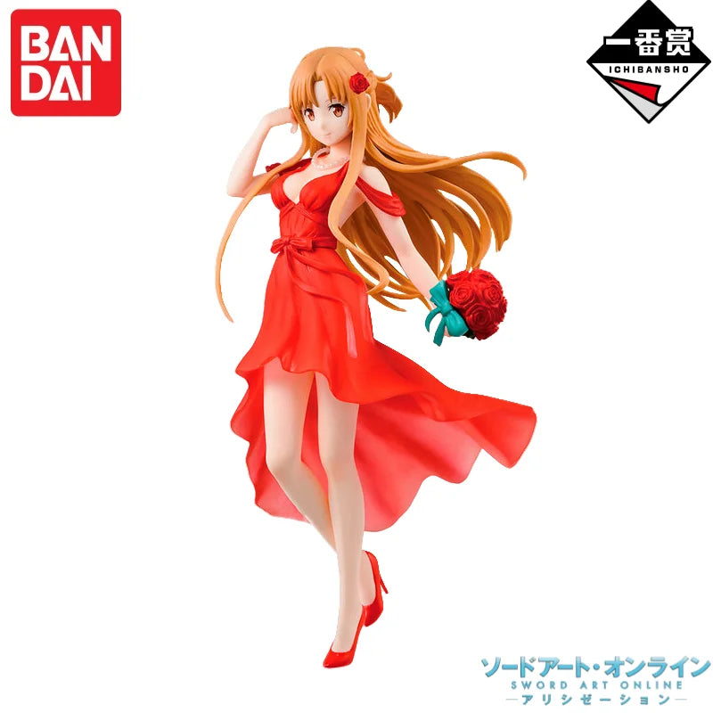 Original Bandai Banpresto Anime Characters Sword Art Online Yuuki Asuna Alice Pretty Collectible Ornaments Model Toys Garage