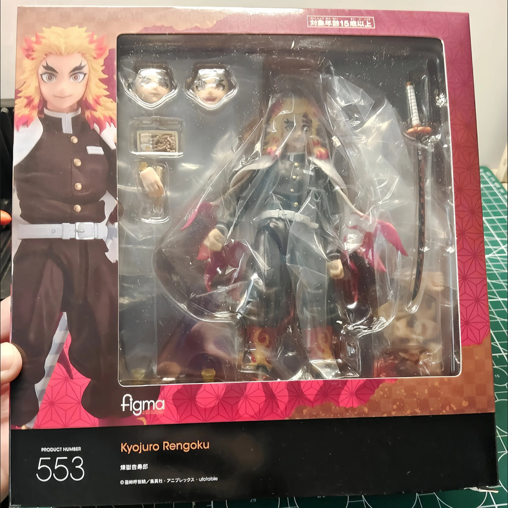 14cm Demon Slayer Rengoku Kyoujurou Figma 553 Joints Movable Anime Action Figure Toys Doll Gift