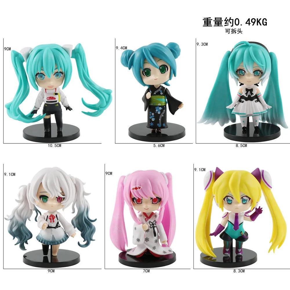 6Pcs/1Set Anime Hatsune Miku Figure Colorful Stage! Feat Shinkansen Henkei Robo Shinkalion Kimono Toy Model Doll Aciton Figure