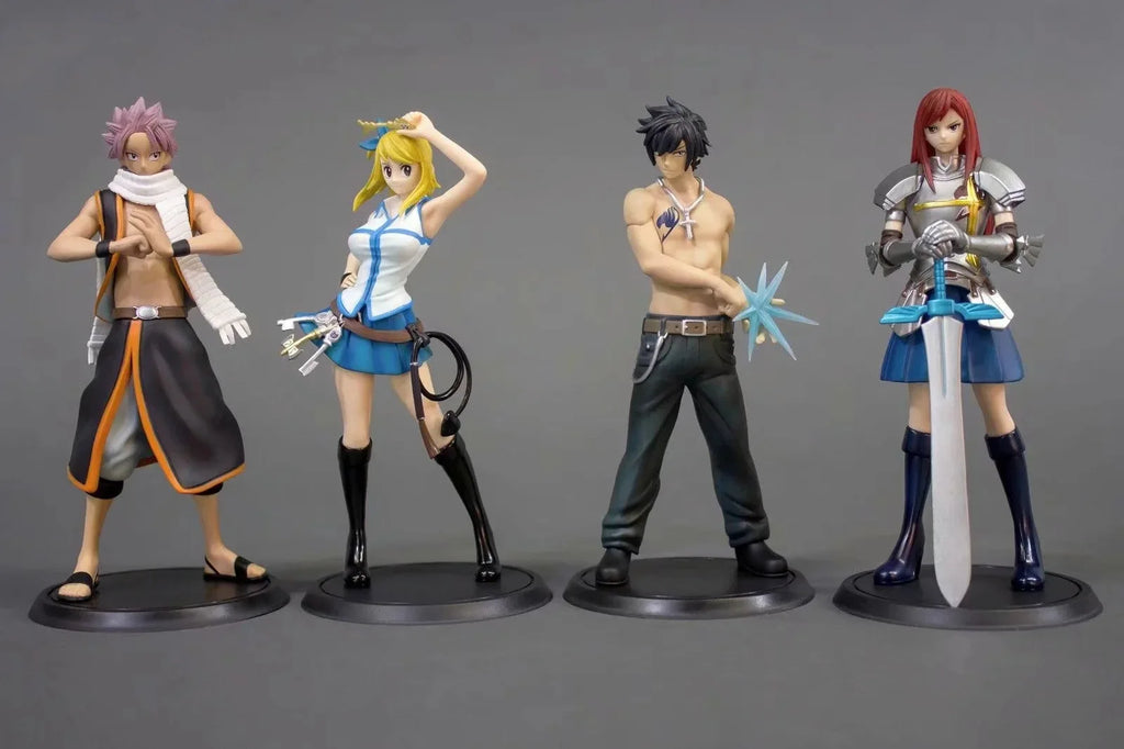 Anime Fairy Tail Lucy Heartfilia Gray Fullbuster Erza Scarlet Etherious Natsu Dragneel PVC Action Figures Statue Model Toys Doll