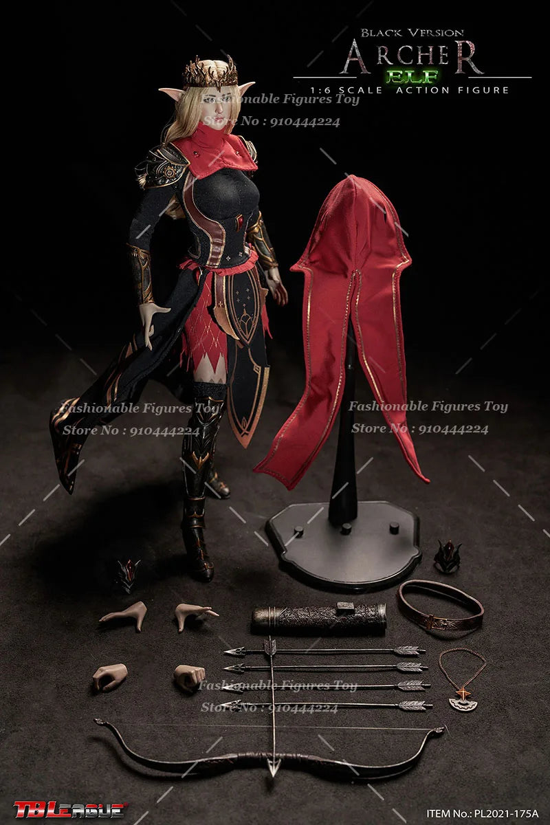 TBLeague Pl2021-175 1/6 Women Soldier Elf Archer Black Fighter Full Set 12Inch Action Figure Model Fans Holiday Gifts Collection