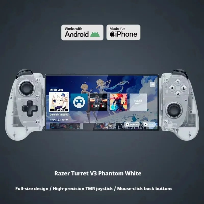 Razer KISHI V3 PHANTOM WHITE EDITION Gaming Controller for IOS Android PC 3A Games with TMR Joysticks Ergonomic Gamepads Gifts