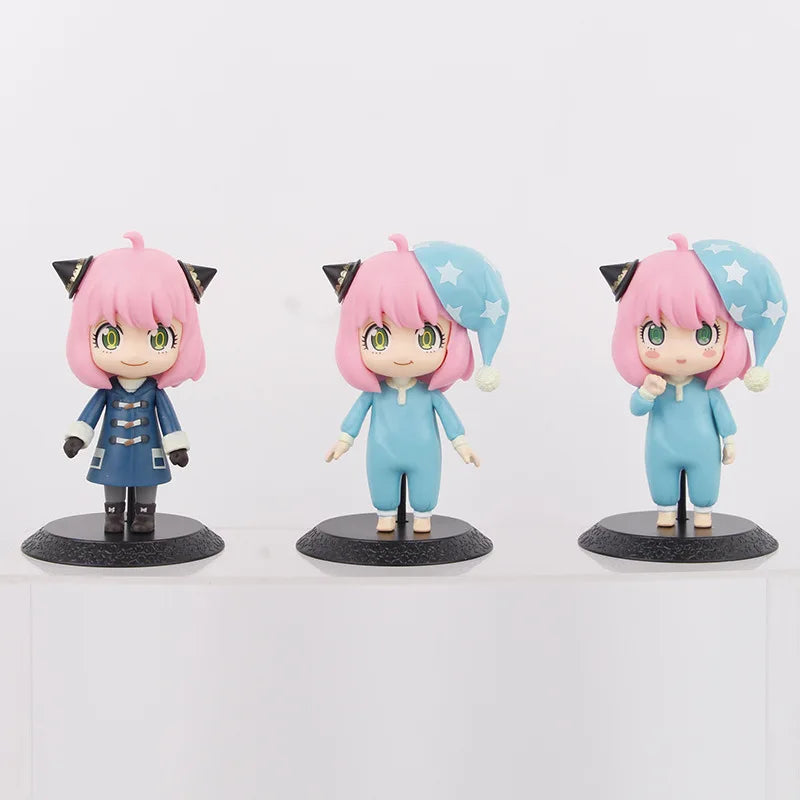 1pc random color 10-14cm PVC Action Figure, Spy-themed Ania School Uniform/Sleepwear version Q version Collectible Figure