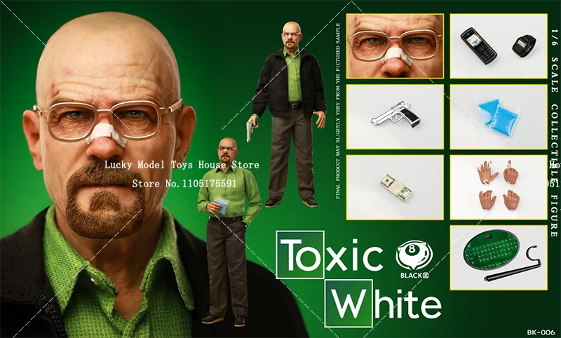 Black 8 Toys BK-006 1/6 Sammlerstück Toxic White Actionfigur Breaking Bad Chemie Lehrer Großer Bösewicht Zarte 12" Soldat