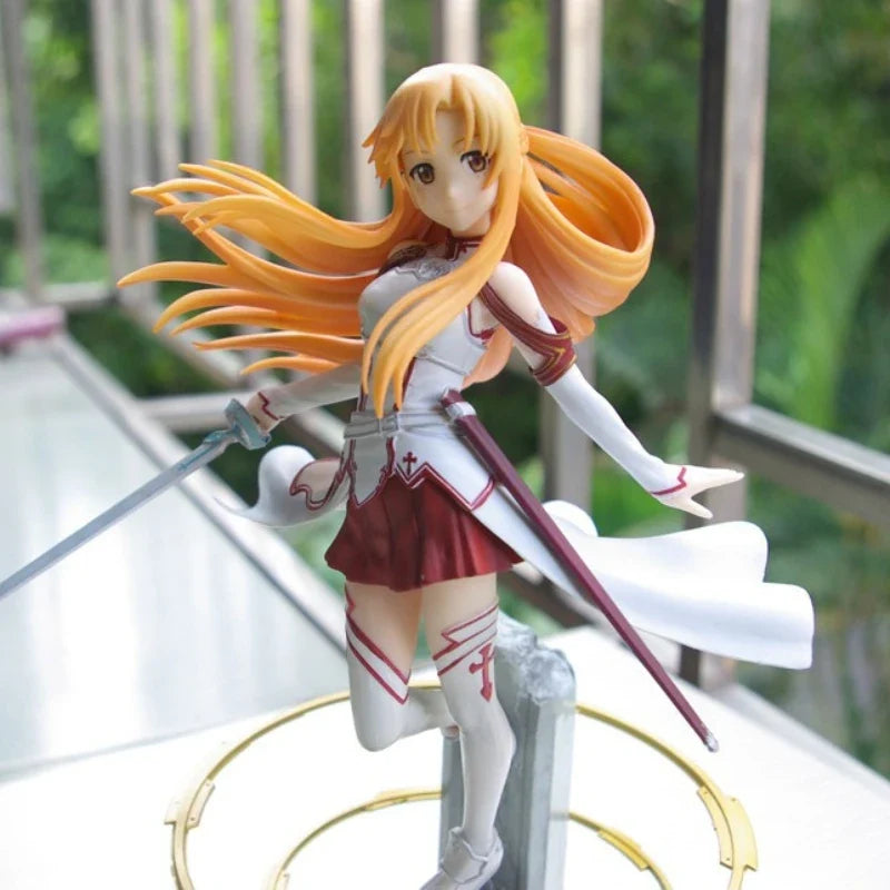 22cm Sword Art Online Anime Figure Yuuki Asuna Perimeter Model Scene Statue Desktop Decoration Ornaments Kids Christmas Gift Toy
