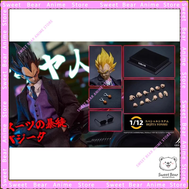 In Stock FREETOYS Suit Berserker Vegeta Prince of Saiyans Dragon Ball Super Saiyan 1/12 Action Figure Anime Model Toys Desktop
