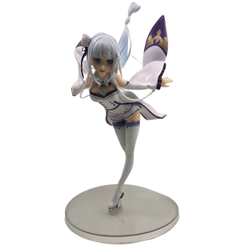 Emilia Action Figure Anime Re Life In A Different World From Zero Women'S Solid Figures Flying Posturecollection Ornament 22cm