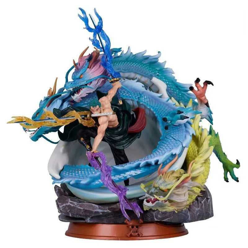 27cm One Piece: Drei Drachen Zorro – Drachenwirbel & Schwarze Perle Stil Anime Figur Modell Statue Sammlung Schreibtischdekoration