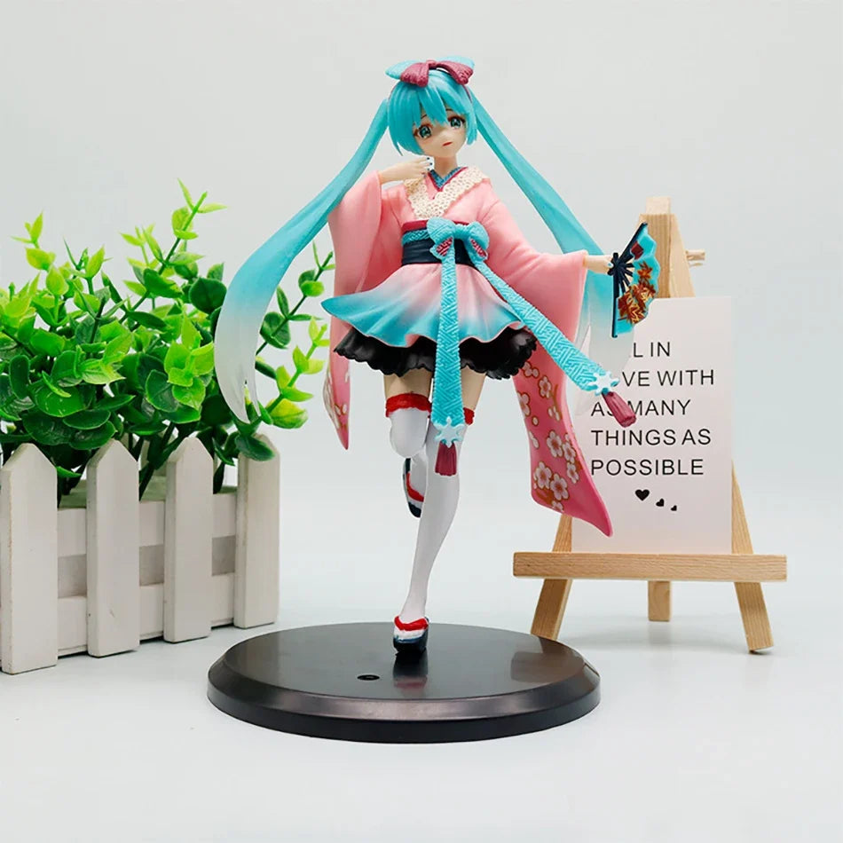 20cm Hatsune Miku Anime Action Figural New Tokyo Kimono PVC Decor Anime Action Figure Model Toy Doll Collectibles Christmas Gift