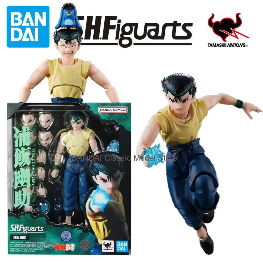 Original Bandai S.H.Figuarts SHF Yu Yu Hakusho YUSUKE URAMESHI Figure Finished Model kit  Anime full Action Toy Gift for kid set