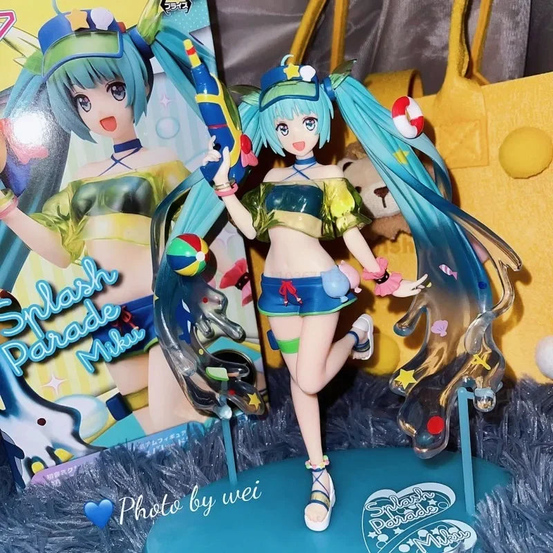Sega Vocaloid Original Hatsune Miku Figure Spm Summer Water Gun 22cm Pvc Anime Figurine Model Toys Girls Cute Limited Gifts