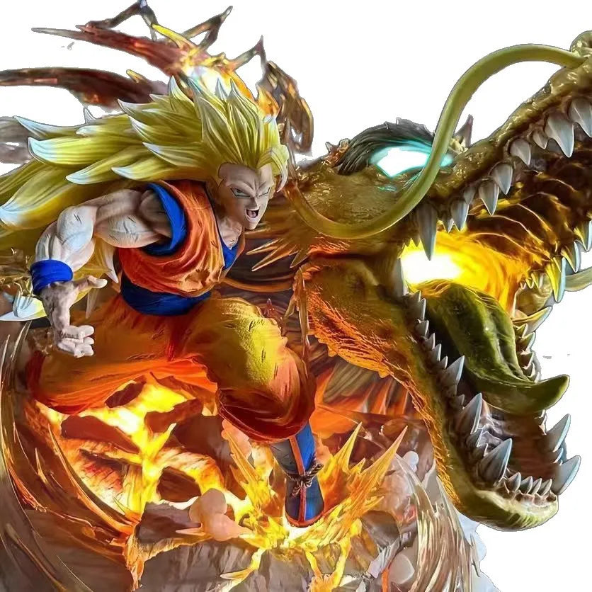 Dragon Fist Explosion Dragon Ball Super Saiyan 3 Son Goku Model Scene Statue Action Figure Collectible Display