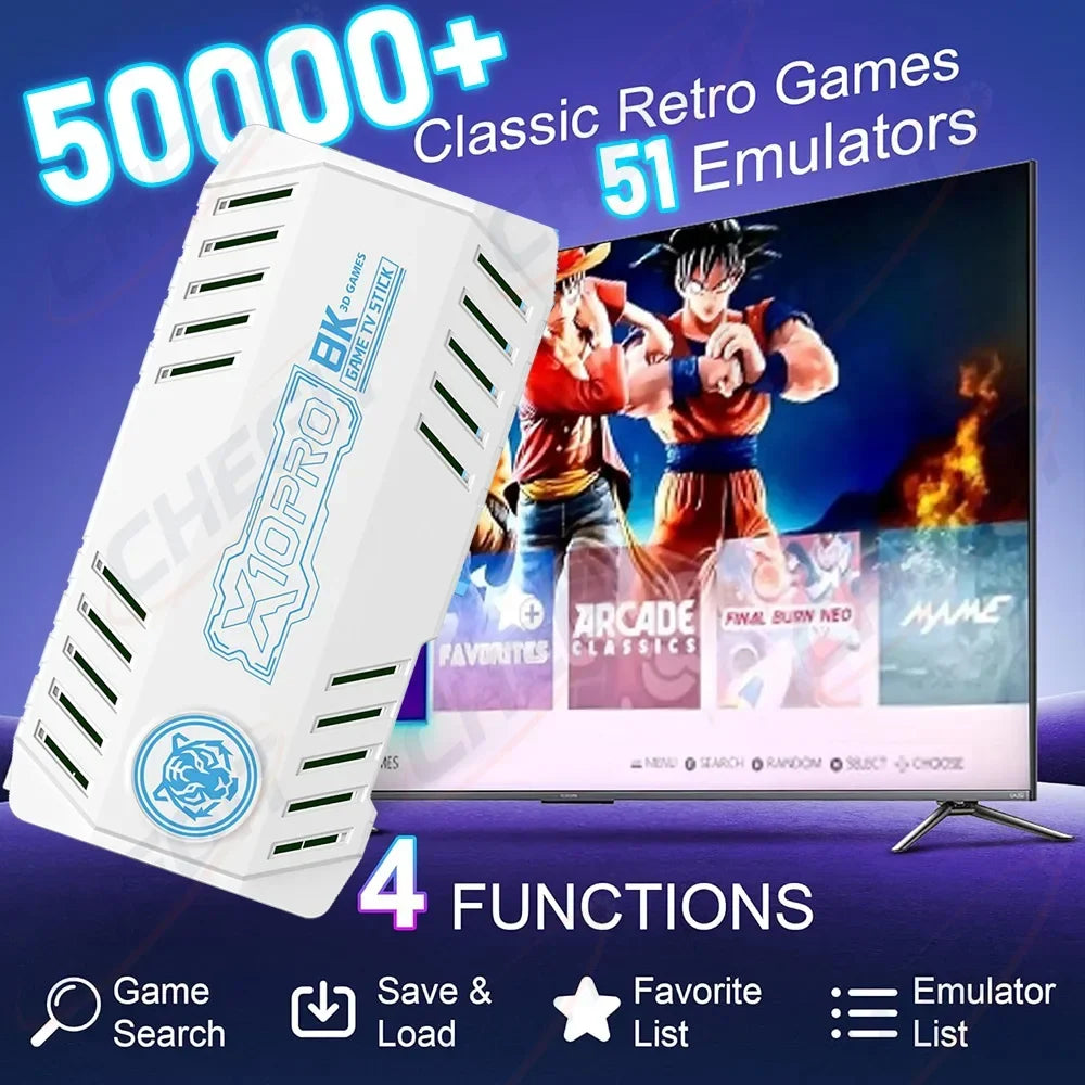X10 PRO 128G  4K TV Game Stick Video Game Console With 50000+ Game Wireless Controller Gamepad Retro Handheld Game Console/64GB