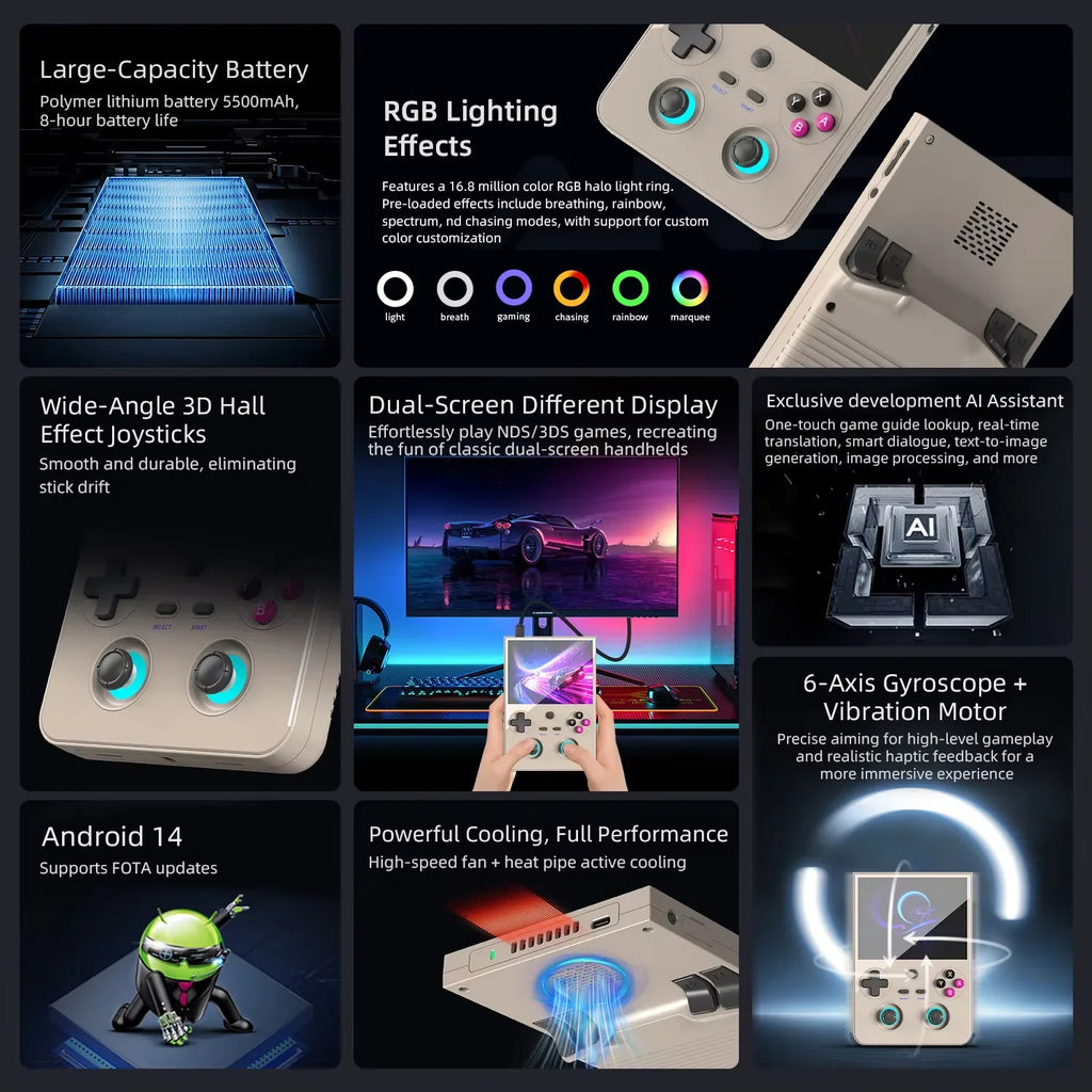 ANBERNIC RG 477V Retro Handheld Game Console 4.7" LTPS In-Cell Android 14 DSP Sound Effect Video Player Support AI RixelHK PS2