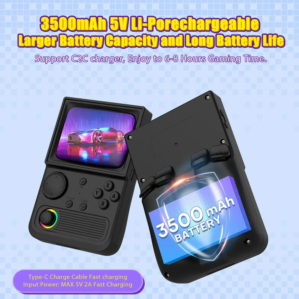 R36T Retro Handheld Game Console EmuELEC System 3.5 Inch IPS Screen Portable Pocket Video Player RK3326 Chip 64/128G 18000+Games
