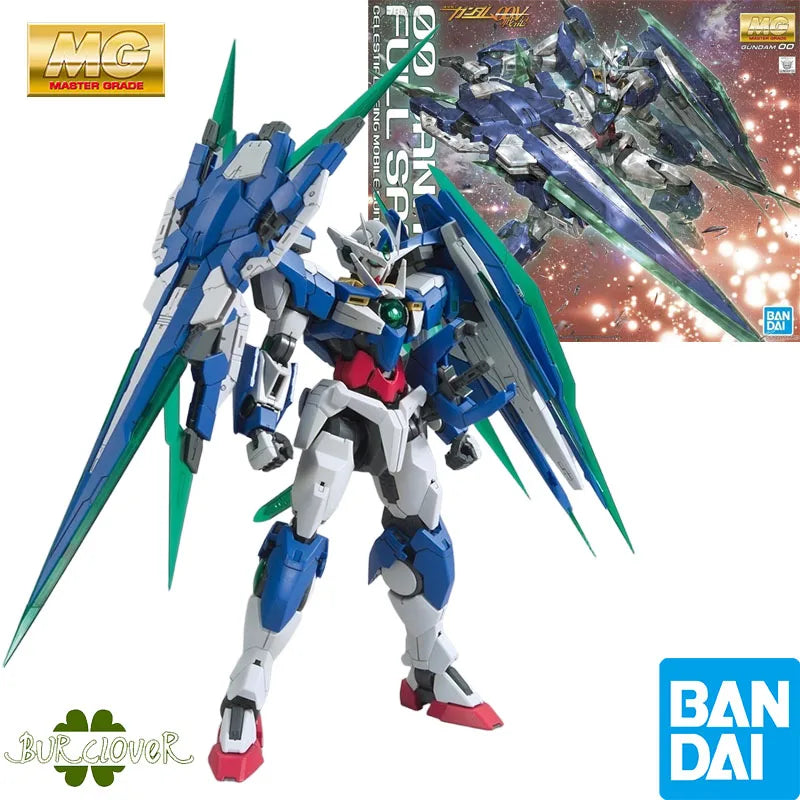 Bandai Original MG Gundam 00 Qan T GNT-0000 1/100 Anime Action Figure Assembly Model Toys Gifts For Children Collectible Kit