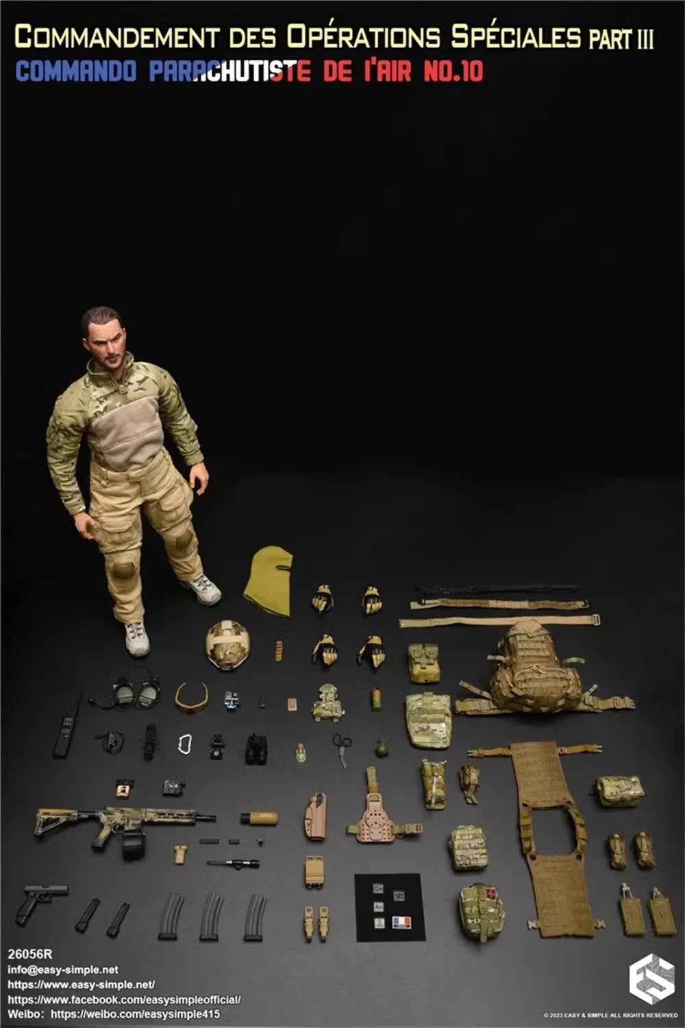 1/6 Easy&Simple ES 26056R Commandement Des Operations Part III Commando Parachutiste Soldier Moveable Action Figure For Collect