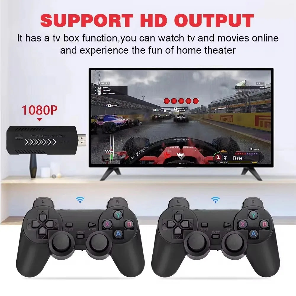 X2Plus Retro Video Game Stick 4K HD 3D 64GB 30000+ Games Multi-Emulator Wireless Controller for PS1/N64