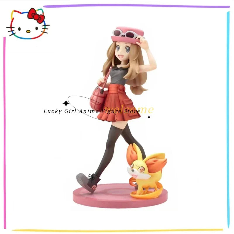 In Stock Original Kotobukiya Pokémon Figure Series Pokemon Serena Fennekin 20CM Anime Cute Statue Figure Gift
