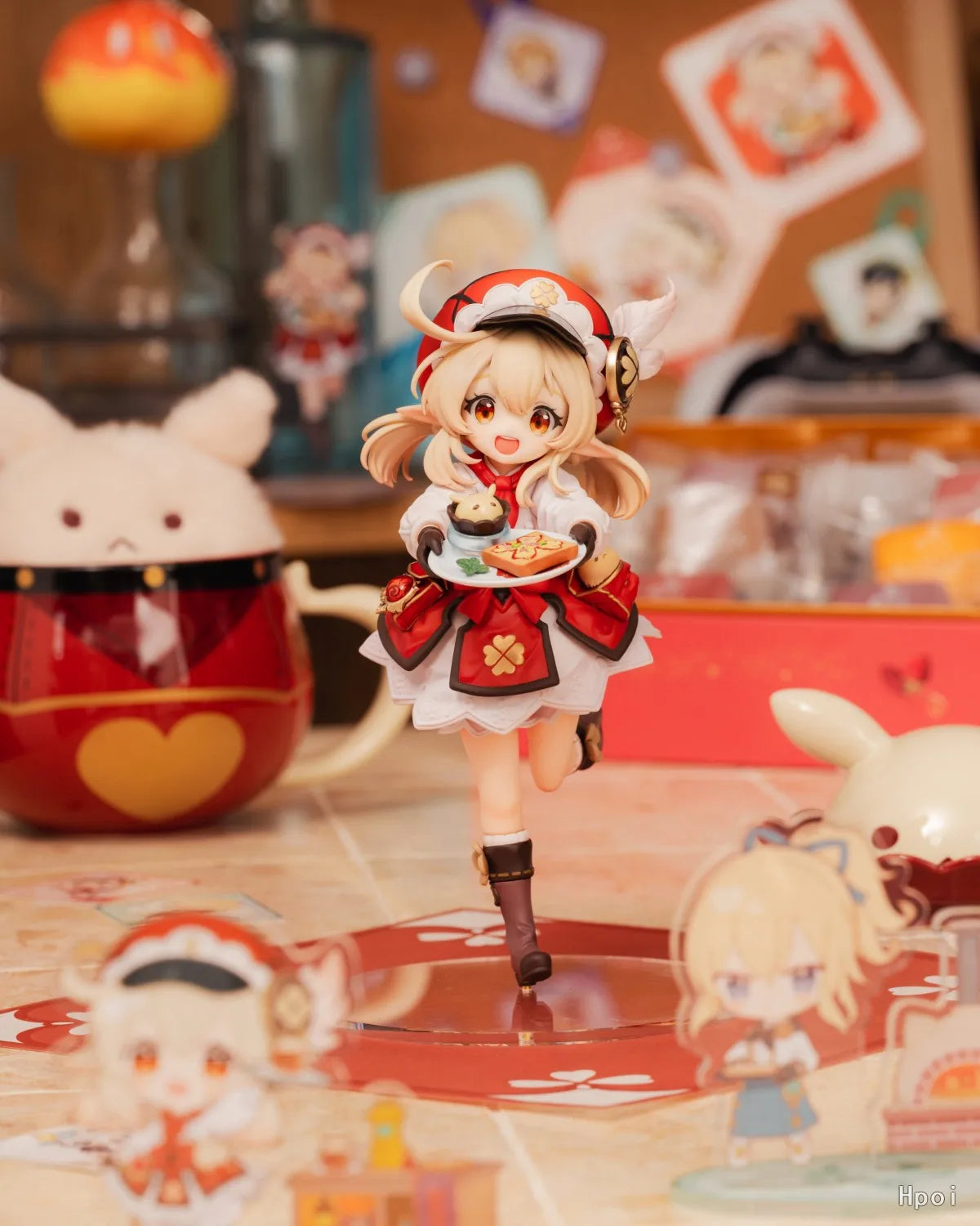 Anime Klee Xiao Figure Game Genshin Impact 17CM PVC Sitting Red Hat Bag Ornaments Model Kid Toys Doll Collection Ornaments Gift