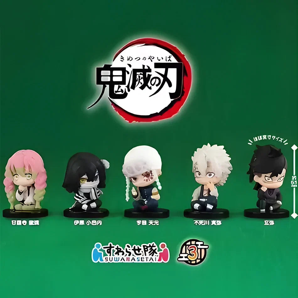 Cute Sitting pose Gashapon Figures Kamado anjirou Agatsuma Tomioka Giyuu Shinobu Kocho Uzui Tengen Collectible Toy
