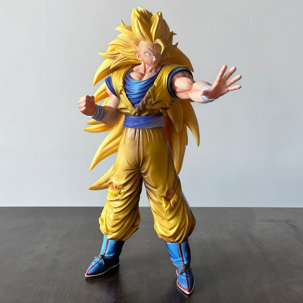 New 32CM Dragon Ball Z Super Saiyan 3 Goku Action Figure Statue Desktop Anime Figurine Decor Collectible Model Toy Children Gift