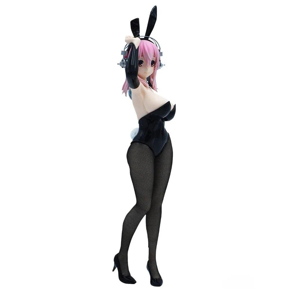 In Stock FuRyu Original Genuine SoniComi Super Sonico BiCute Bunnies Figure Black 28cm Sexy Collections Model Toy Figures Gift