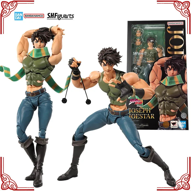 In Stock Genuine Bandai JoJo's Bizarre Adventure Model Kit SHF Joseph Joestar Anime Action Figure Collection Finished Model Toys
