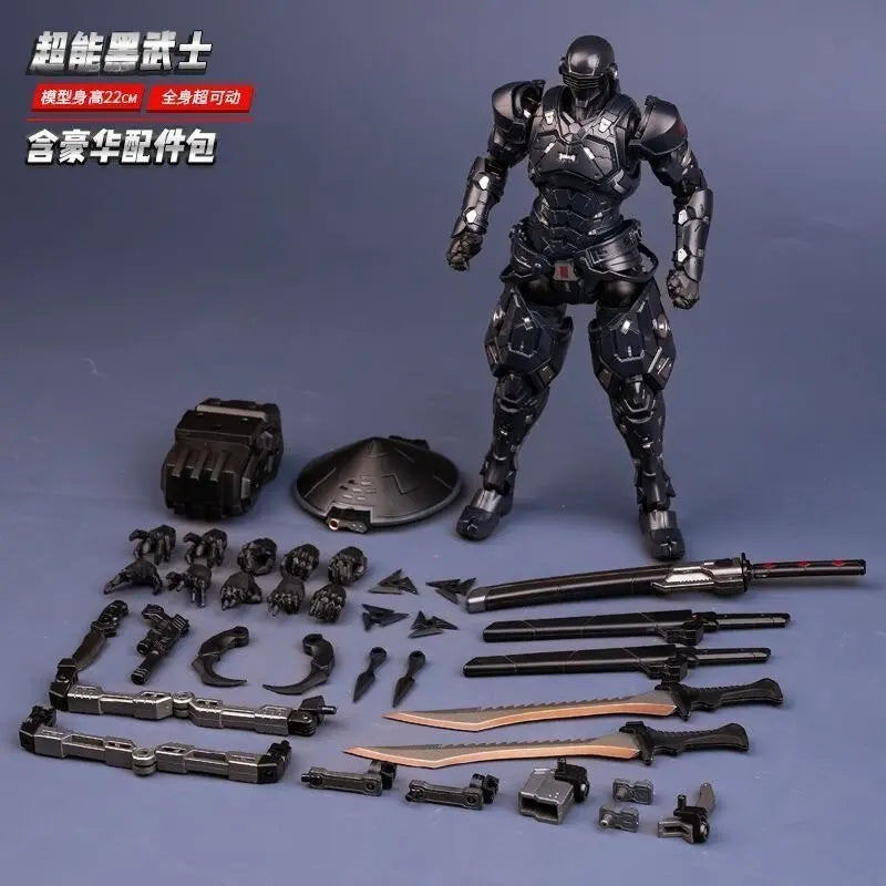 Auf Lager 22cm SC001 Snake Eyes Super Black Warrior Mecha Ninja Actionfigur 1/10 Bewegliches fertiges Modell Sammlerstück