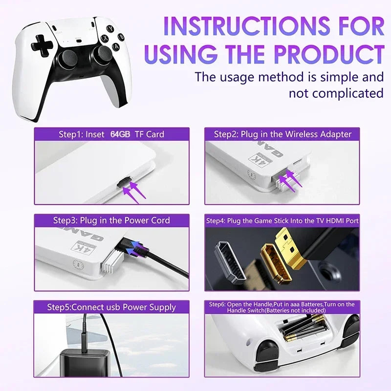 M15 40000 video game 4k pro game stick 64g console 2.4g double wireless 4k controller retro game TV stick classic games retro