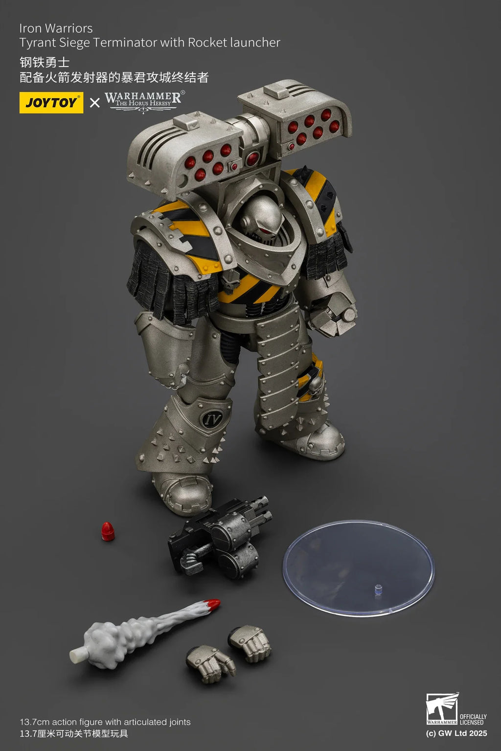 【In Stock】JOYTOY Warhammer 40K Lron Warriors Tyrant Siege Master Terminator with Rocket Launcher 1/18 Action Figures Toy