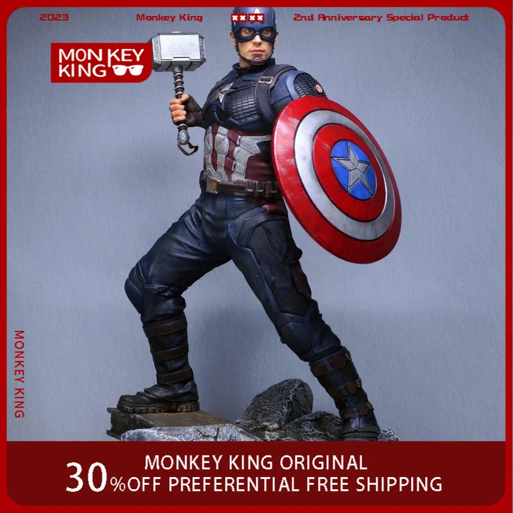 58cm The Avengers Figure Captain America Standing Posture Model Resin Anime Action Series Desktop Ornaments Holiday Gifts Toy