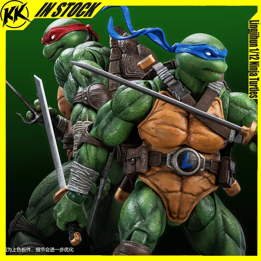 Original Lingjihun 1/12 Ninja Turtles Raphael Leonardo Action Figures Mobile Model Pvc Figurine Festival Gift Collect Hobby Toys