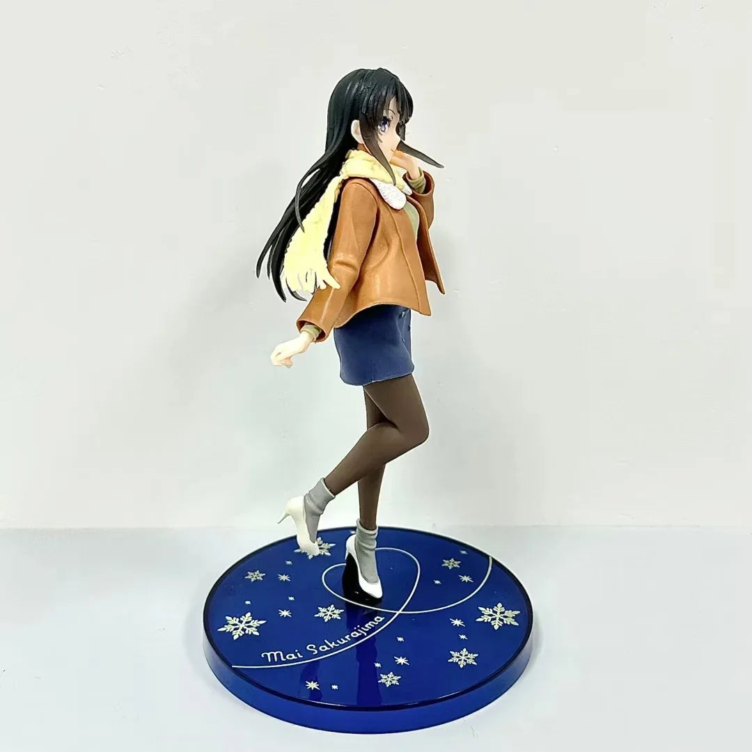 22cm Mai Sakurajima Does Not See The Bunny Girl's Ancestors Figure Winter Clothes Sakurajima Mai PVC Action Figure Model Toys