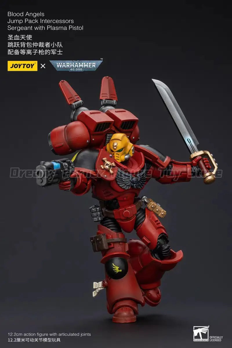 【In stock】JOYTOY Warhammer 40K Blood Angels Jump Pack Intercessors Sergeant with Plasma Pistol 1/18 Action Figure Model Toys