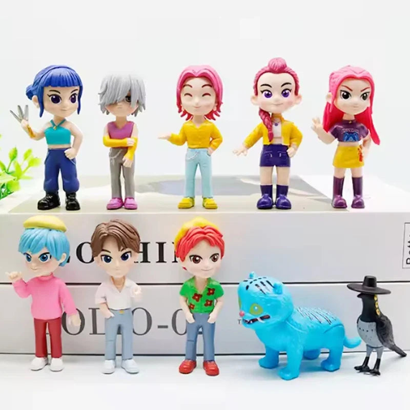 new 10pcs/Set Q Version Demon Hunters Action Figure PVC Toy Derpys Rumi Mira Zoey Sussy Figurine Doll For Fans Gift Childen Gift