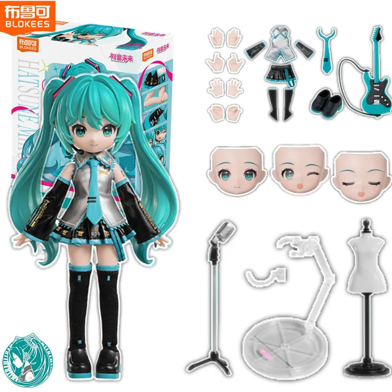 Q version Blokees Hatsune Miku Action Figure Joint Mobility Anime Assembly Figurine Toy Cartoon Cute Doll Collection Modle Gifts