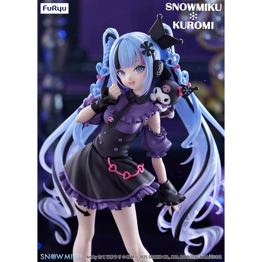 Original FuRyu Trio-Try-iT Hatsune Miku x Kuromi Action Figure Anime Collectible Model Kawaii Doll Decoration Birthday Gift 19CM