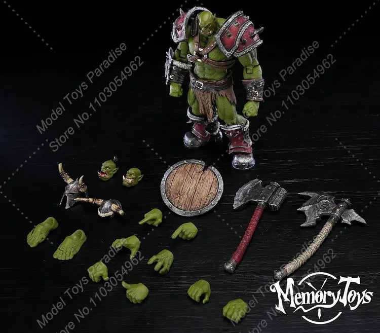 Memory toys 20.5cm Scale WOW Kagas Adventurer World Green Orc Mercenaries Captain Movable Soldier Action Figure Collectible Doll