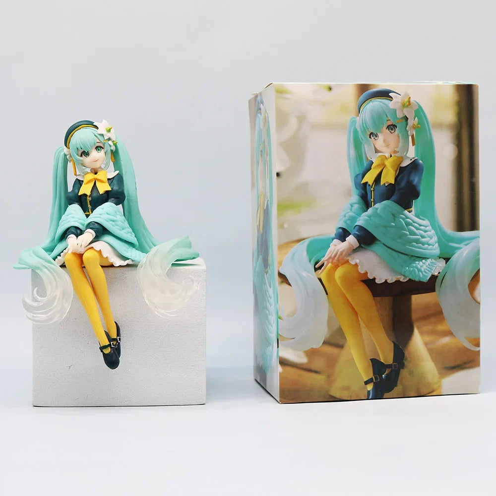 2025 New 15CM Anime Early Spring Sanmi Baihe Fairy Sitting posture Q version Kawaii Handmade Ornament PVC Model Toy Doll Collect