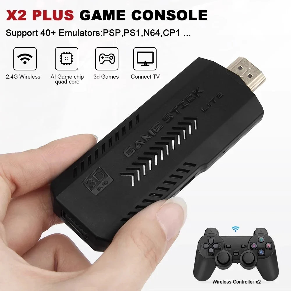 58,000 Games GD10 Plus Game Stick 4K HD Video Game Console 2.4G Double Wireless Controller Game Stick For N64/PSP/PS1/GBA