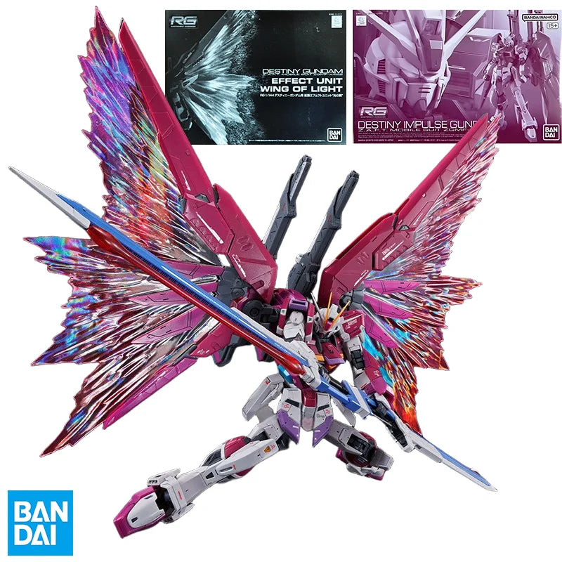BANDAI Original RG PB DESTINY IMPULSE GUNDAM ZGMF-X56S/Î¸,RG DESTINY GUNDAM EFFECT UNIT WING OF LIGHT Action Figure Assembly