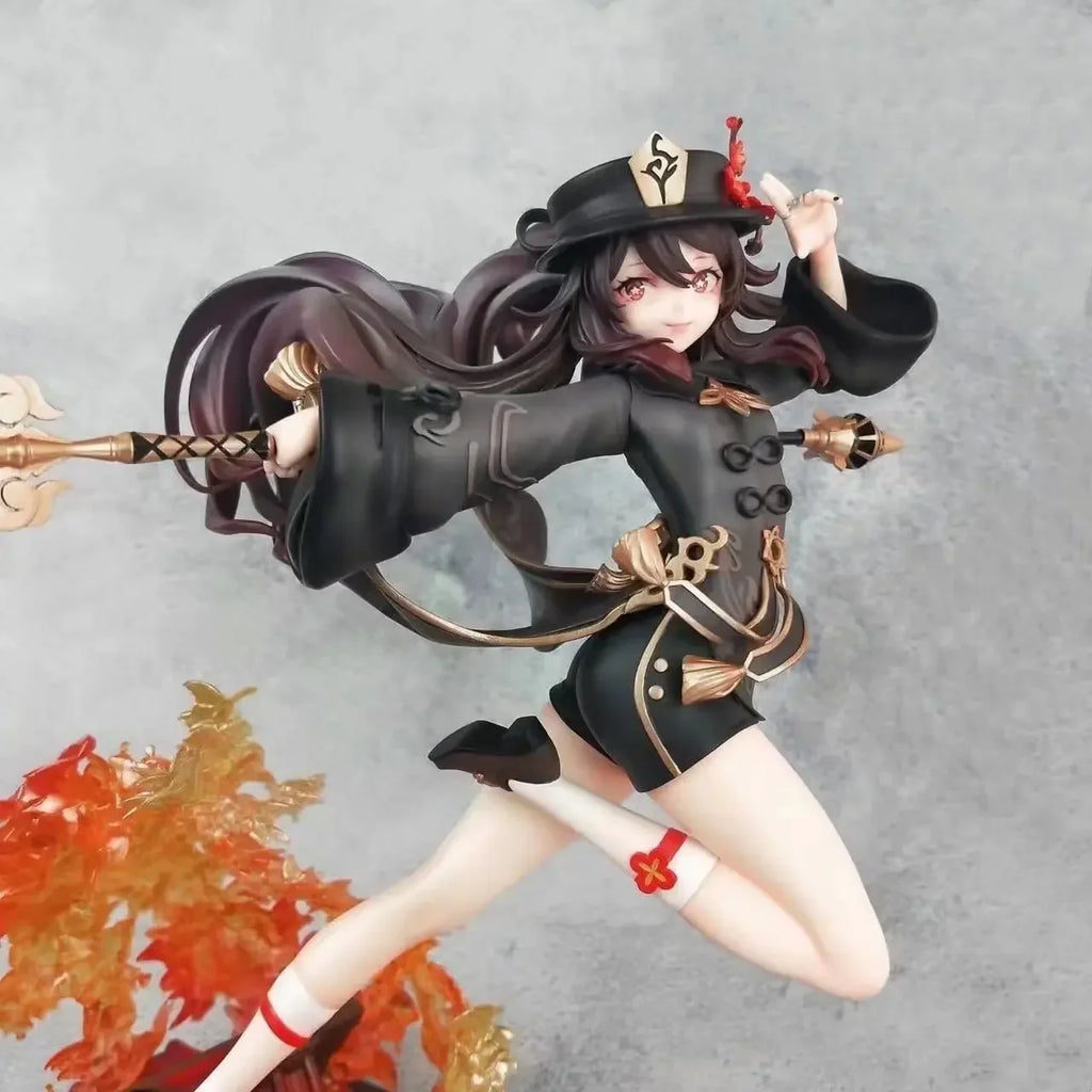 28CM Genshin Impact Hutao Anime Figure Hu Tao Combat Ver PVC Action Figurine Collectible Model Doll Decoration Toys Boys Gift